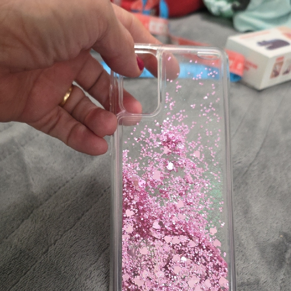 Pink Liquid Glitter Phone Case with Floating Elements